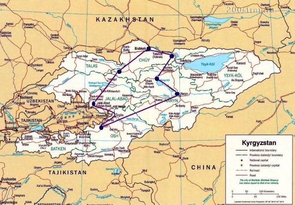 Ethnographic Tour In Kyrgyzstan Map