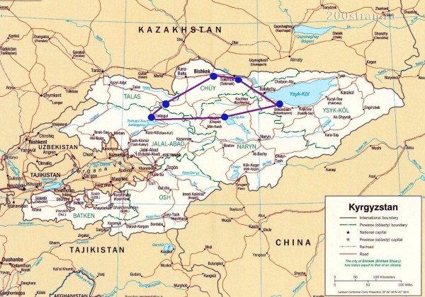 Prairies of the Kyrgyz Nomads Tour Map